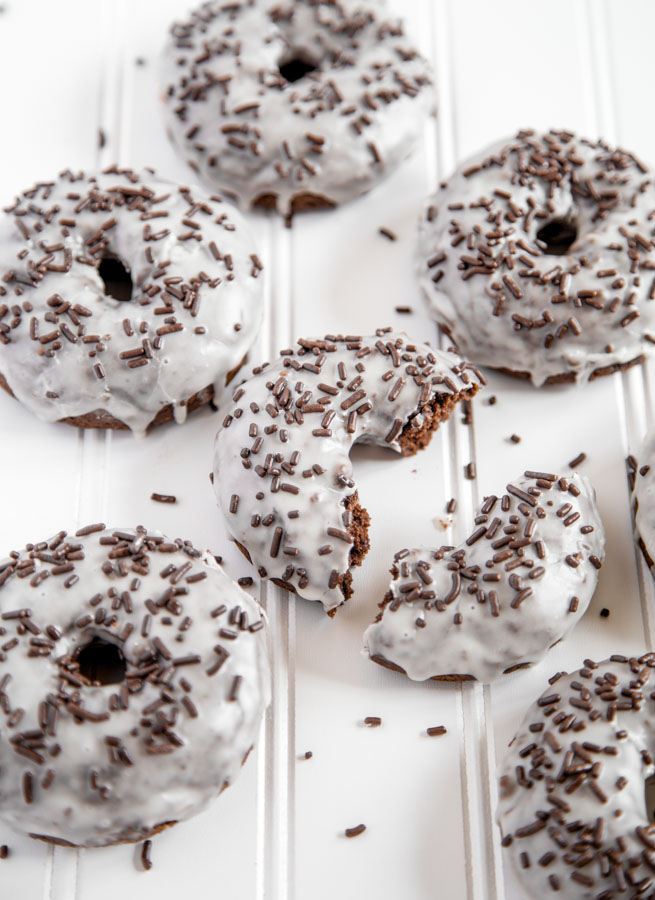 chocolate buttermilk donuts vanilla glaze sprinkles