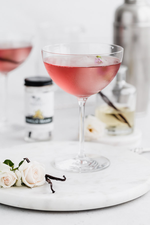 vanilla bean and rosewater vodka martini