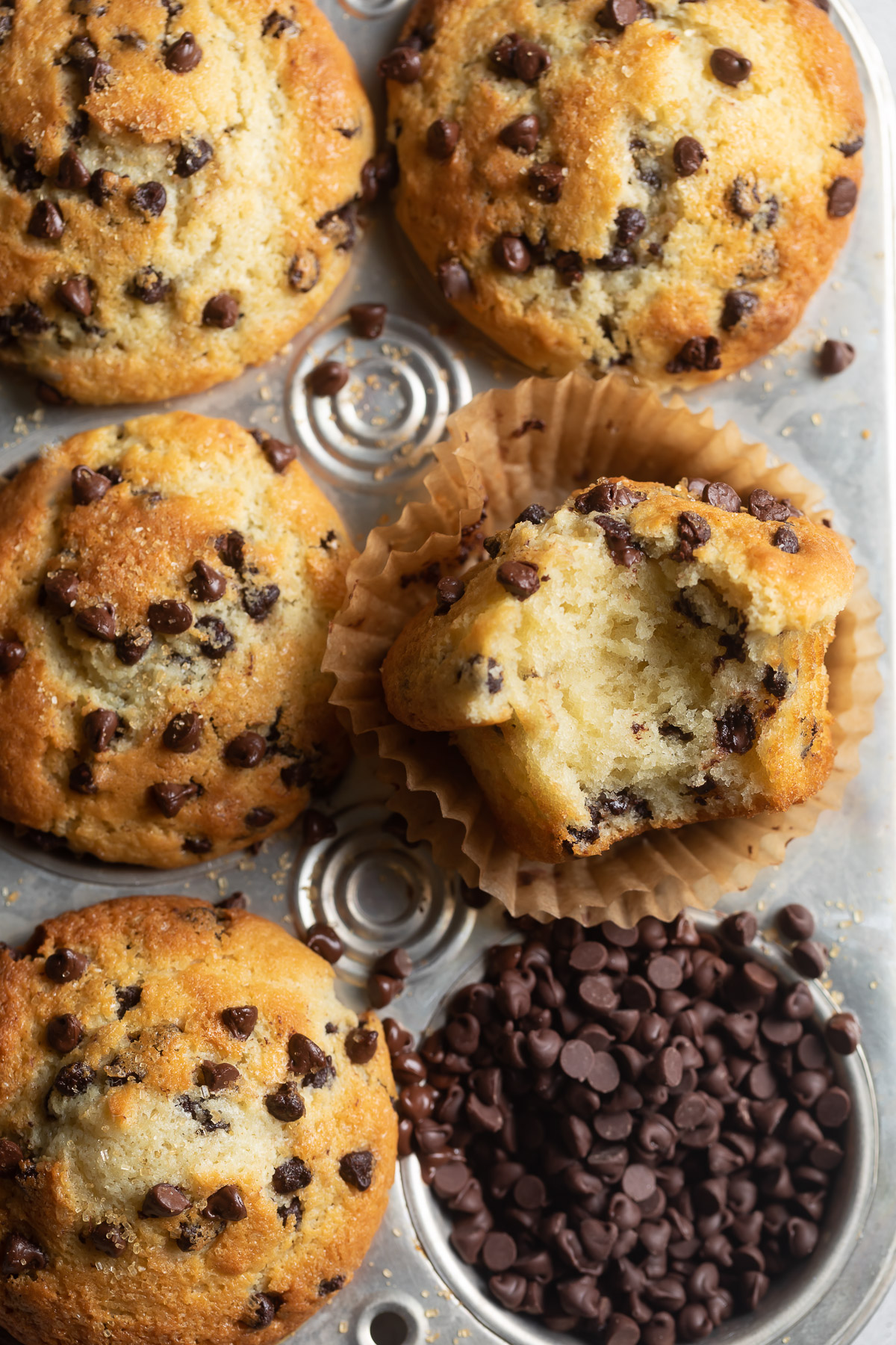 Bakery Style Chocolate Chip Muffins - Browned Butter Blondie