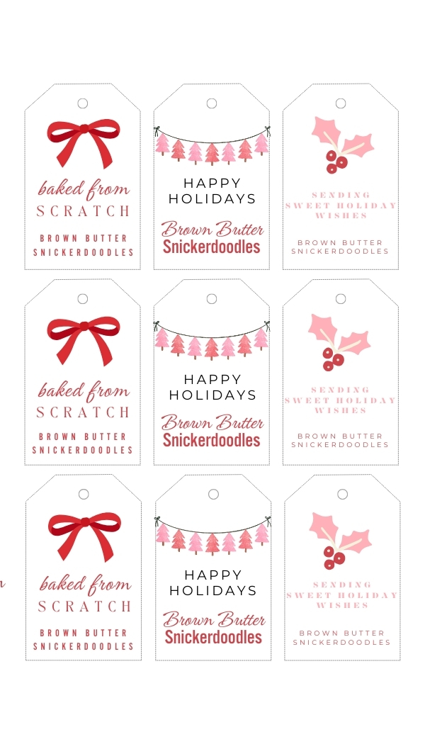 Brown Butter Snickerdoodle Cookies Gift Tags