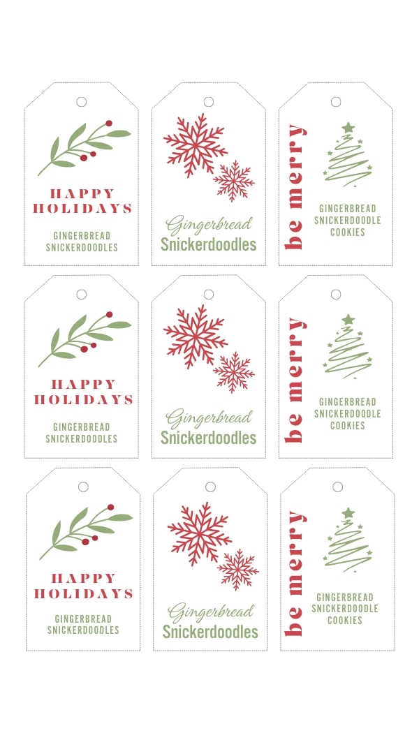 Gingerbread Snickerdoodle Cookies Gift Tags